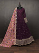 Load image into Gallery viewer, Fantastic Wine Color Sequins Work Long Gown Clothsvilla