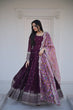 Load image into Gallery viewer, Fantastic Wine Color Sequins Work Long Gown Clothsvilla