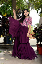 Load image into Gallery viewer, Unique Wine Color Waist Pleat stitching Gown Clothsvilla