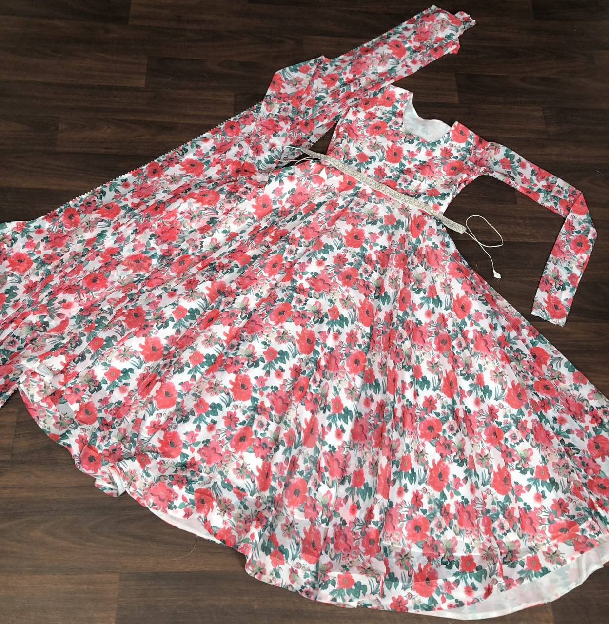 White Color Beautiful Print Long Gown Clothsvilla
