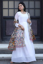 Load image into Gallery viewer, Pretty White Gown With Multi Organza Dupatta