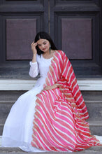 Load image into Gallery viewer, Pretty White Gown With Pink Organza Dupatta