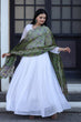 Load image into Gallery viewer, Pretty White Gown With Green Organza Dupatta