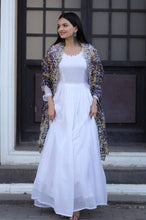 Load image into Gallery viewer, Pretty White Gown With Purple Organza Dupatta