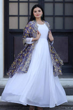 Load image into Gallery viewer, Pretty White Gown With Purple Organza Dupatta
