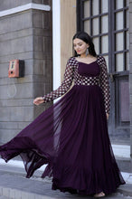 Load image into Gallery viewer, Wedding Wear Wine Color Embroidered Work Gown