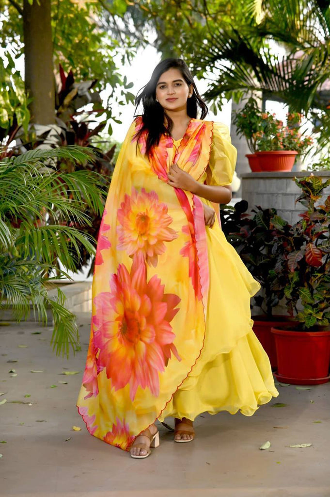 Attractive Yellow Color Long Anarkali Gown