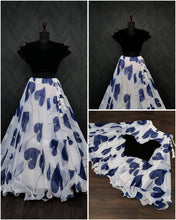 Load image into Gallery viewer, Beautiful Leaf Print Blue Color Lehenga With Blouse