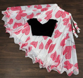 Beautiful Leaf Print Pink Color Lehenga With Blouse