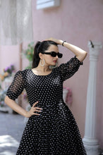 Load image into Gallery viewer, Polka Dot Printed Work Black Color Gown