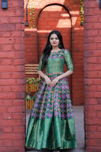 Load image into Gallery viewer, Beautiful Patola Print Green Color Gown