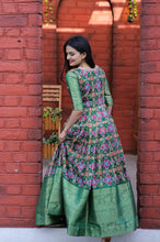 Load image into Gallery viewer, Beautiful Patola Print Green Color Gown