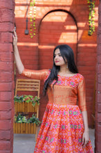 Load image into Gallery viewer, Beautiful Patola Print Orange Color Gown