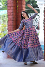 Load image into Gallery viewer, Beautiful Patola Print Blue Color Gown