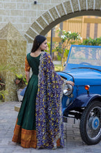 Load image into Gallery viewer, Green Embroidery Work Gown With Stylish Dupatta