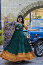 Load image into Gallery viewer, Green Embroidery Work Gown With Stylish Dupatta