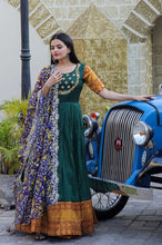 Load image into Gallery viewer, Green Embroidery Work Gown With Stylish Dupatta