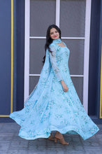 Load image into Gallery viewer, Festive Wear Sky Blue Color Color Gown