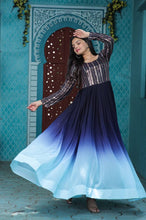 Load image into Gallery viewer, Rich Digital Print Work Blue Color Long Gown