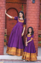 Load image into Gallery viewer, Mother-Daughter Purple Color Beautiful Work Gown