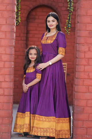 Mother-Daughter Purple Color Beautiful Work Gown