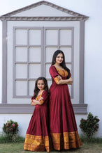 Load image into Gallery viewer, Mother-Daughter Maroon Color Beautiful Work Gown