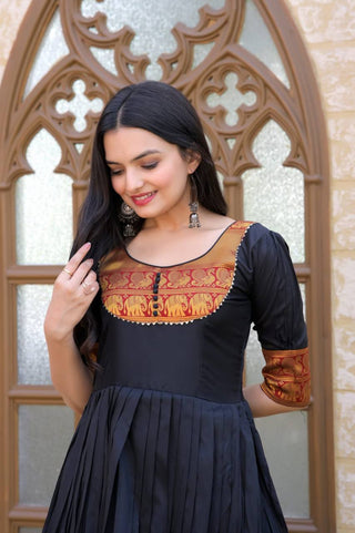 Mother-Daughter Black Color Beautiful Work Gown