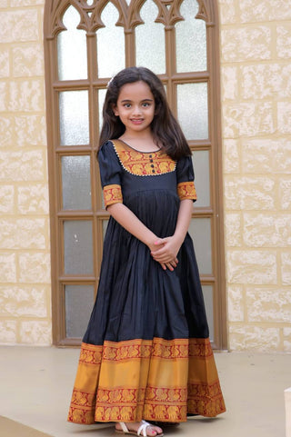 Mother-Daughter Black Color Beautiful Work Gown