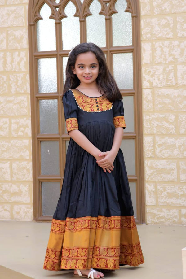 Mother-Daughter Black Color Beautiful Work Gown