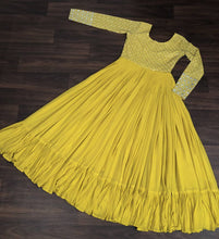 Load image into Gallery viewer, Fantastic Multi Sequins Work Yellow Color Gown