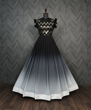 Load image into Gallery viewer, Digital Print Black Color Sequence Work Gown