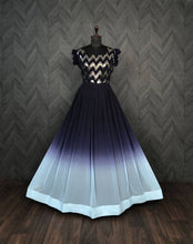 Load image into Gallery viewer, Digital Print Blue Color Sequence Work Gown