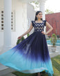 Load image into Gallery viewer, Digital Print Blue Color Sequence Work Gown