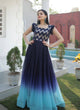 Load image into Gallery viewer, Digital Print Blue Color Sequence Work Gown