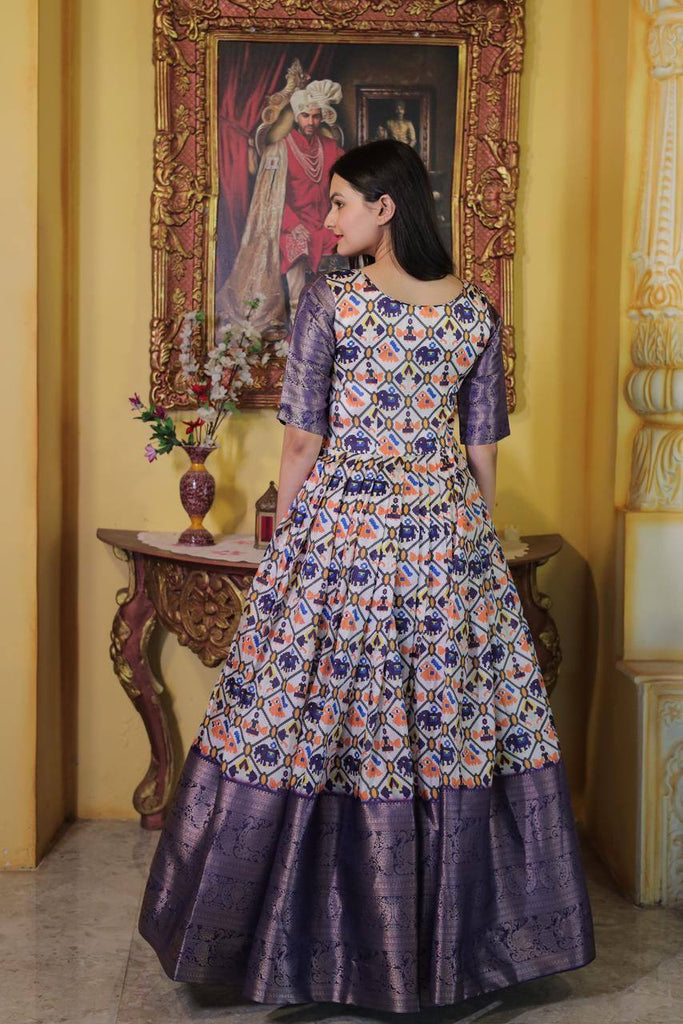 Festive Wear Printed Purple Color Gown - Clothsvilla Festive Wear Printed Purple Color Gown - Clothsvilla