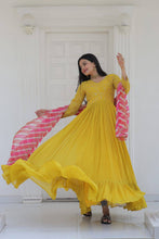 Load image into Gallery viewer, Occasion Wear Yellow Color Embroidered Work Gown