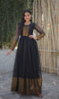Load image into Gallery viewer, Attractive Chiffon Golden Zari Patta Black Color Gown