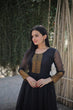 Load image into Gallery viewer, Attractive Chiffon Golden Zari Patta Black Color Gown