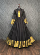 Load image into Gallery viewer, Attractive Chiffon Golden Zari Patta Black Color Gown