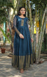 Load image into Gallery viewer, Attractive Chiffon Golden Zari Patta Navy Blue Color Gown