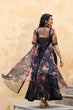 Load image into Gallery viewer, Digital Print Organza Shrug With Black Gown