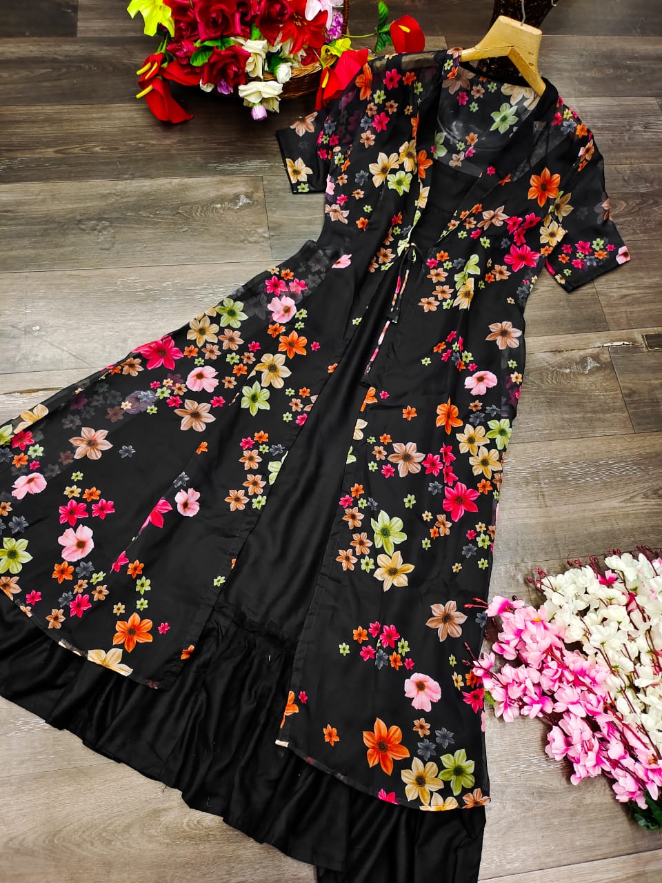 Printed Pure Chanderi with heavy digital print long gown at Rs 1575 in Surat