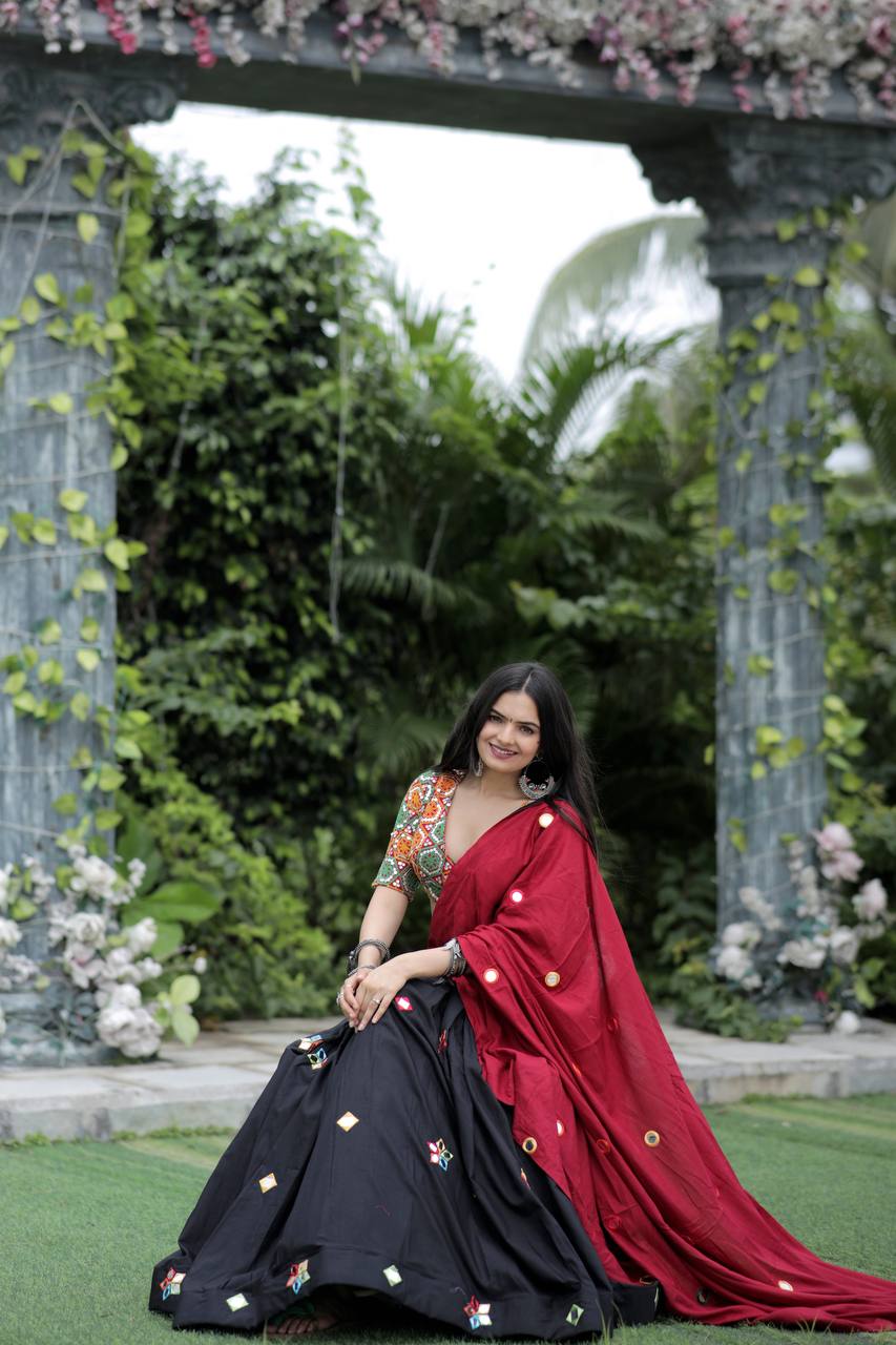 Navratri Style Black Lehenga With Heavy Work Blouse Clothsvilla