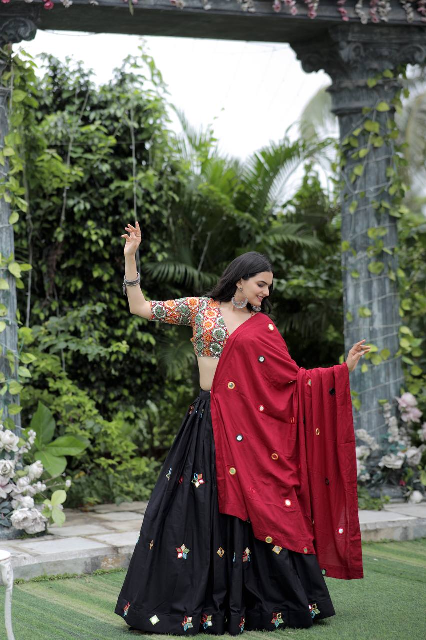Navratri Style Black Lehenga With Heavy Work Blouse Clothsvilla