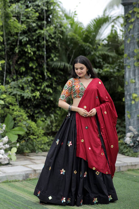 Navratri Style Black Lehenga With Heavy Work Blouse Clothsvilla Main image