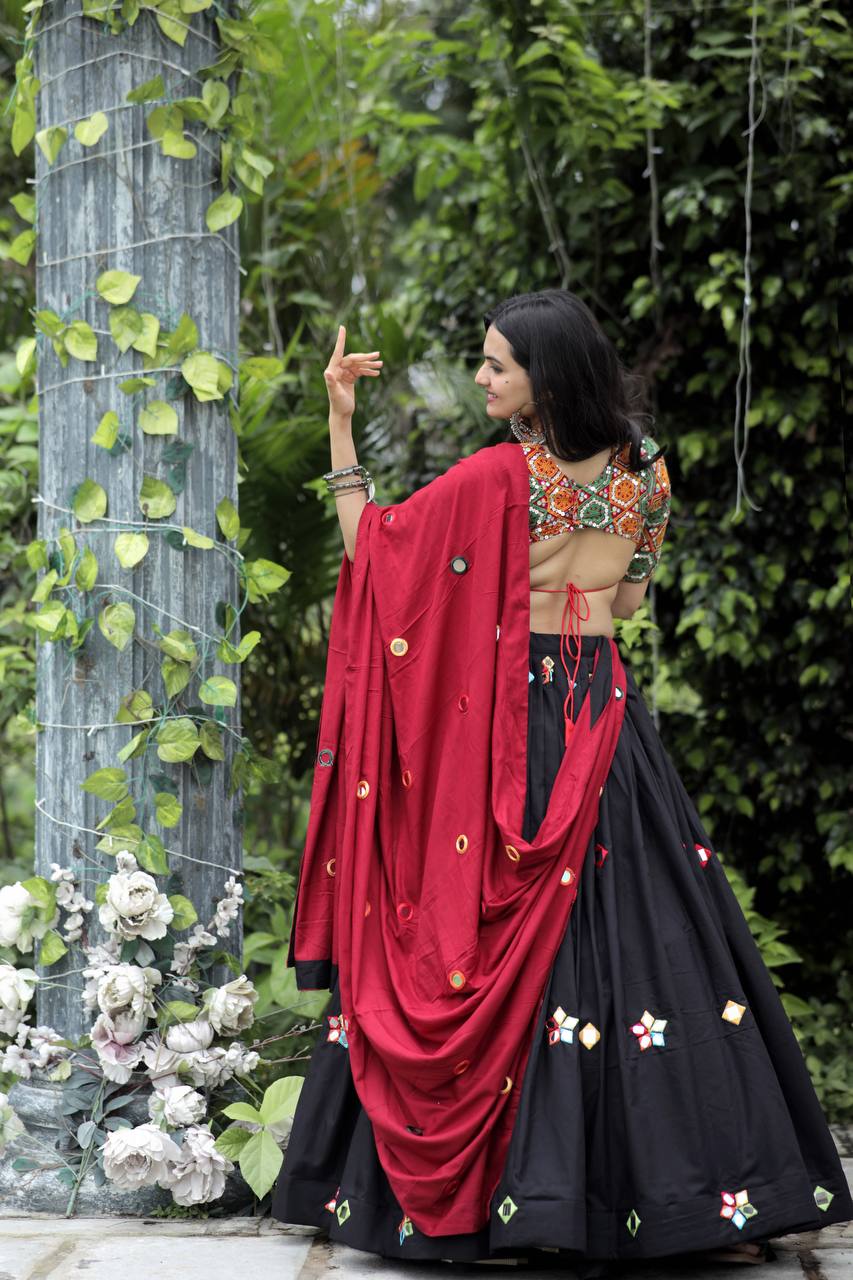 Navratri Style Black Lehenga With Heavy Work Blouse Clothsvilla