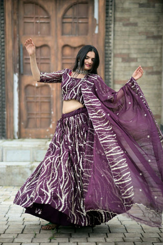 Marriage special Sequence Work Wine Color Lehenga Choli