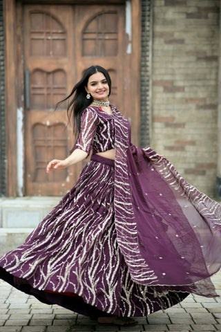 Marriage special Sequence Work Wine Color Lehenga Choli