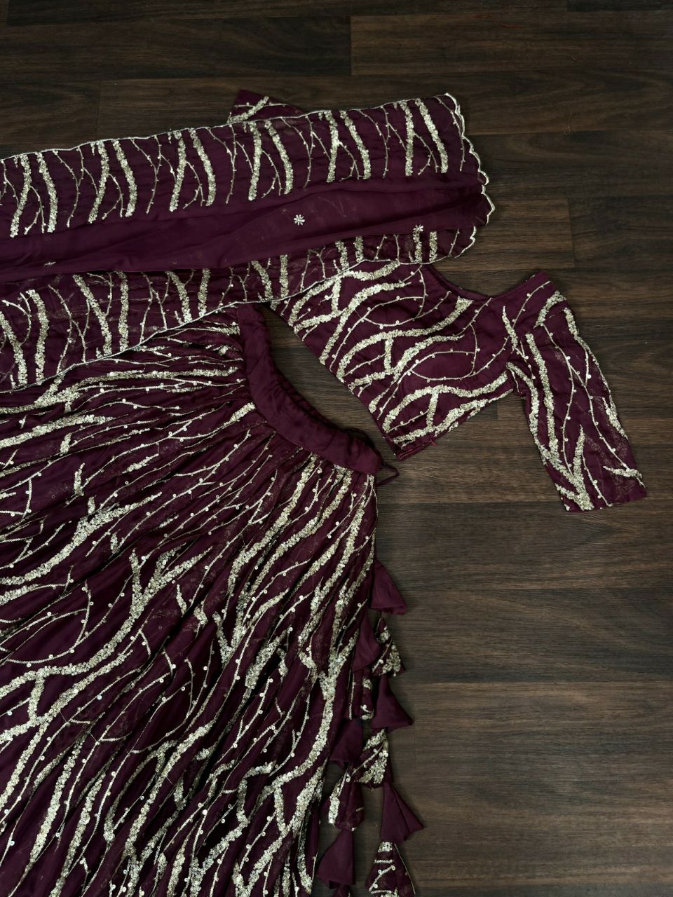 Marriage special Sequence Work Wine Color Lehenga Choli