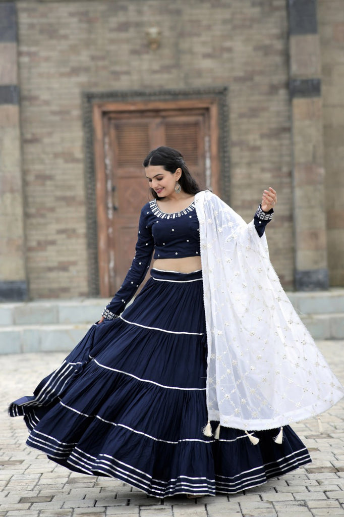 Traditional Wear Navy Blue Color Beautiful Work Lehenga Choli Clothsvilla